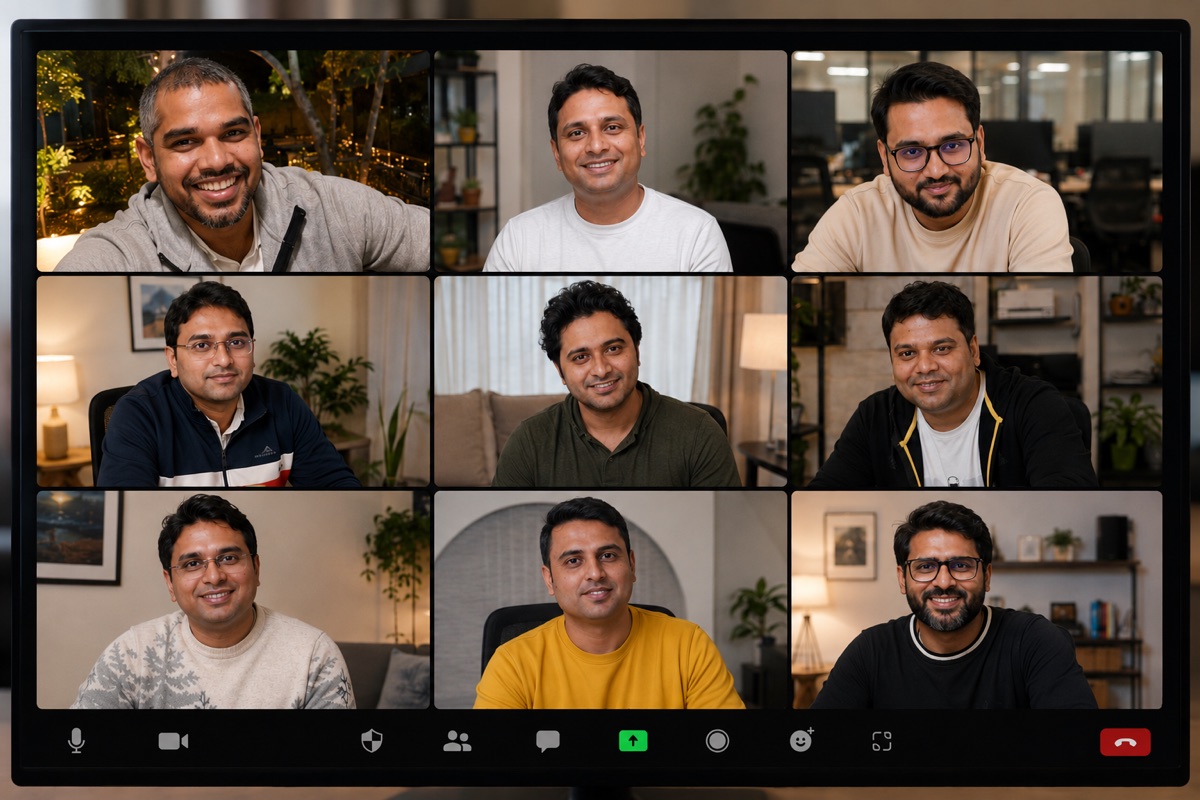 A global team on a video call — remote-first culture