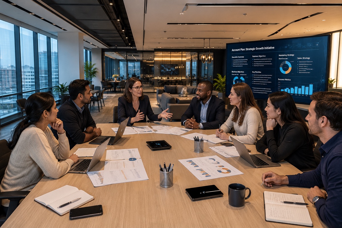 A global consulting team aligning marketing and sales around one account plan